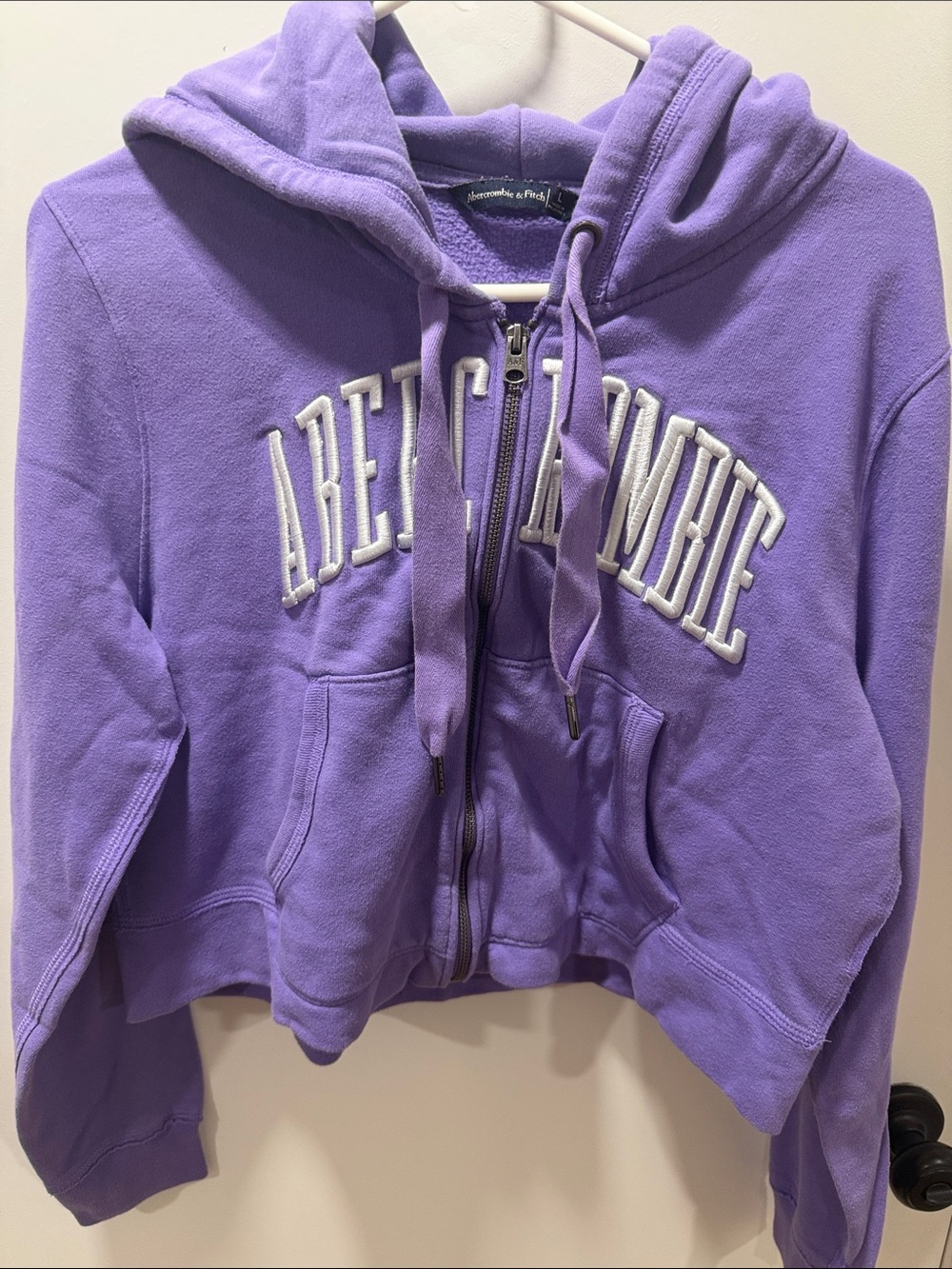 Abercrombie & Fitch Purple Zip Front Hoodie with White Logo - Picture 1 of 7